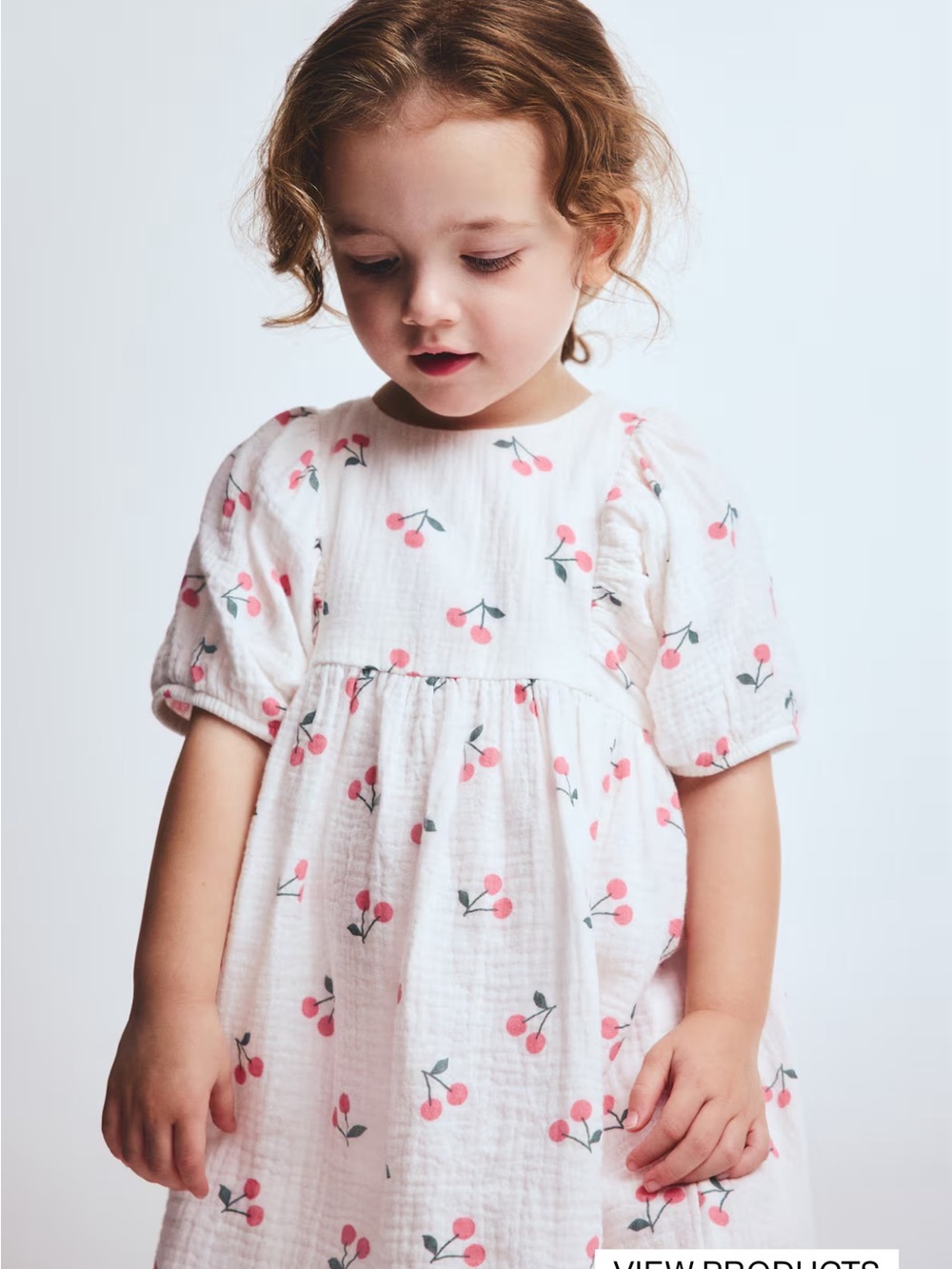 H&M White Dress with Pink Cherry Print